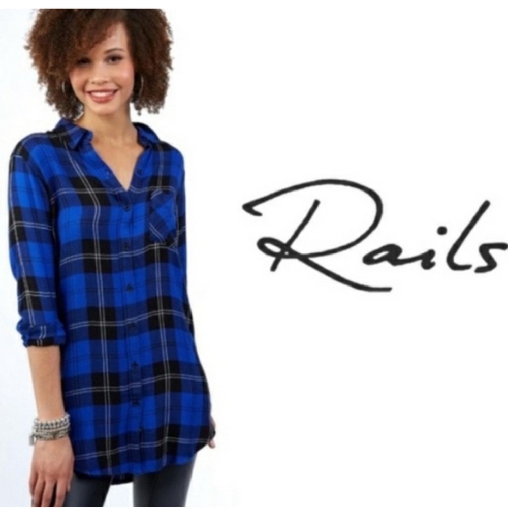 Rails cobalt plaid button down SZ M